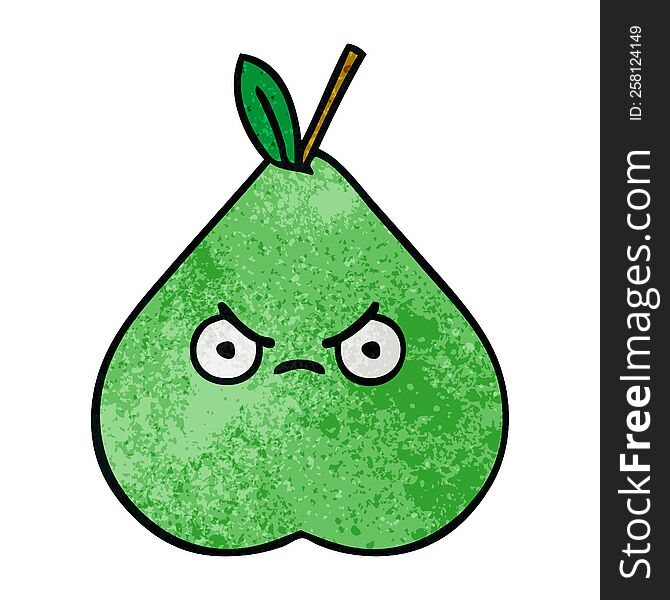 retro grunge texture cartoon green pear