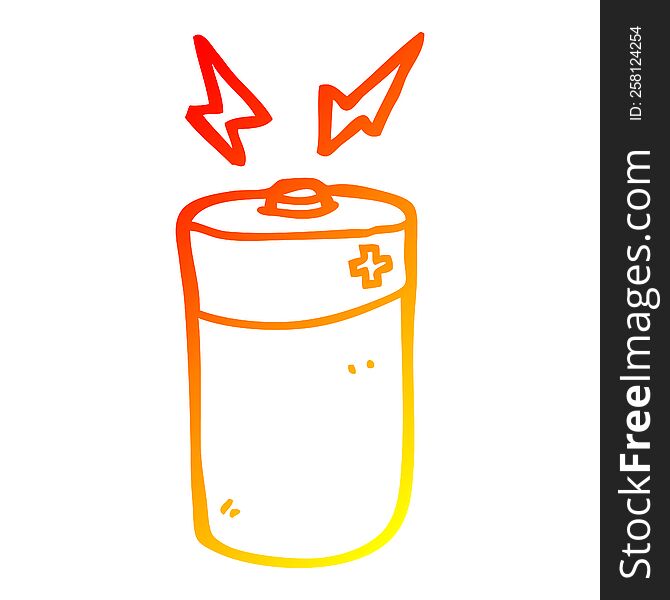 Warm Gradient Line Drawing Cartoon Battery