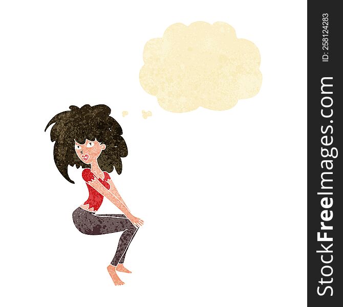 Cartoon Woman With Big Hair With Thought Bubble