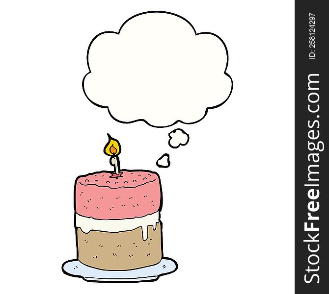 Cartoon Cake And Thought Bubble