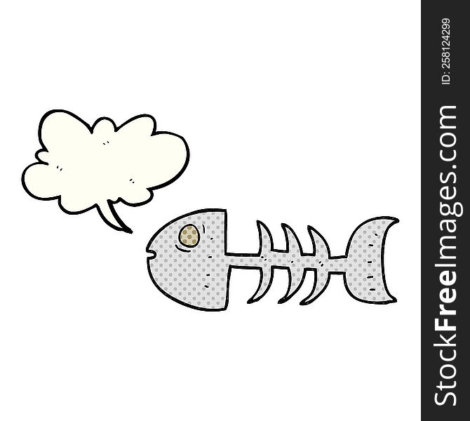 freehand drawn comic book speech bubble cartoon fish bones