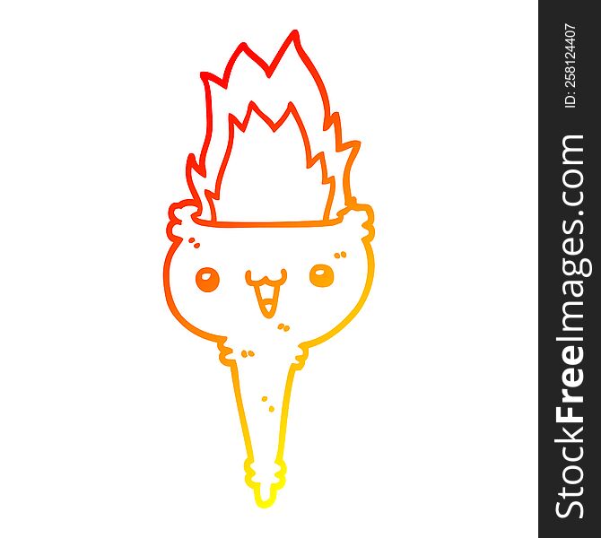 warm gradient line drawing of a cartoon flaming chalice