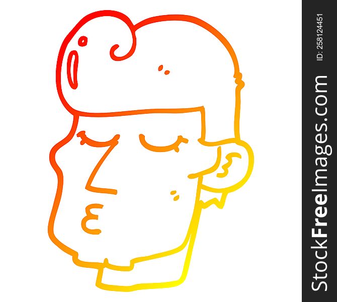warm gradient line drawing of a cartoon handsome man