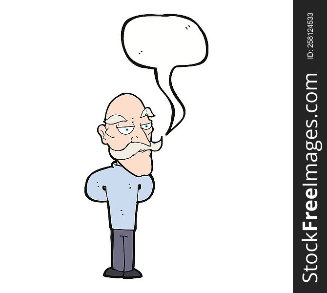 Cartoon Old Man With Mustache With Speech Bubble
