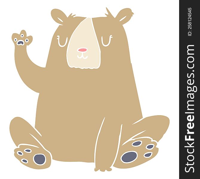 Flat Color Style Cartoon Bear;waving