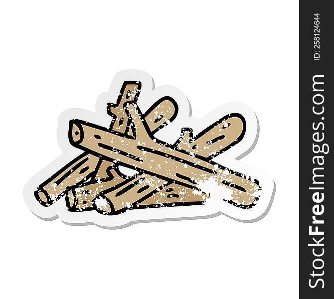 distressed sticker of a quirky hand drawn cartoon logs