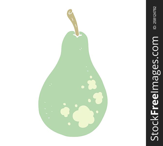 Flat Color Illustration Of A Cartoon Pear