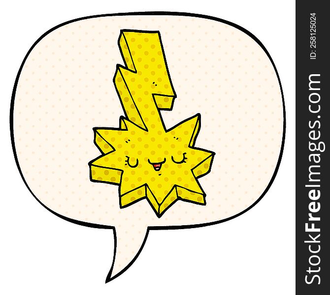 Cartoon Lightning Strike And Speech Bubble In Comic Book Style