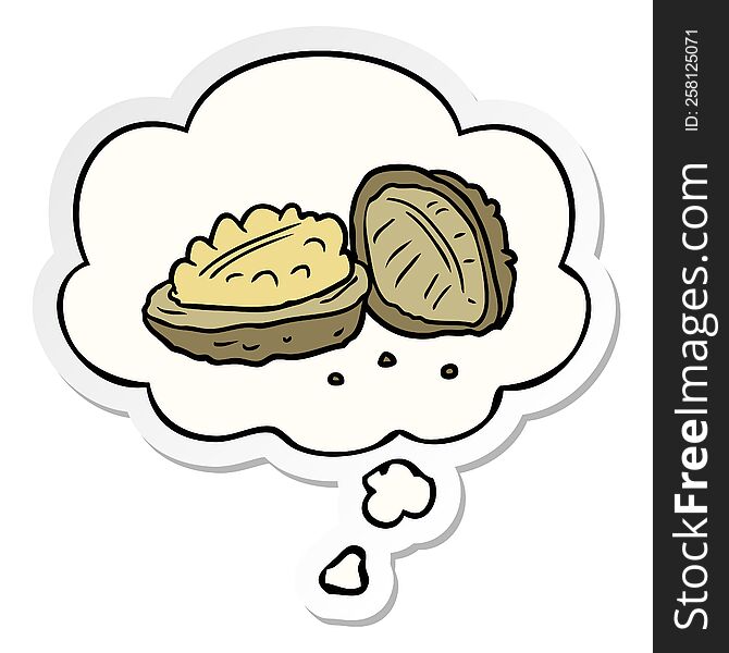 Cartoon Walnuts And Thought Bubble As A Printed Sticker