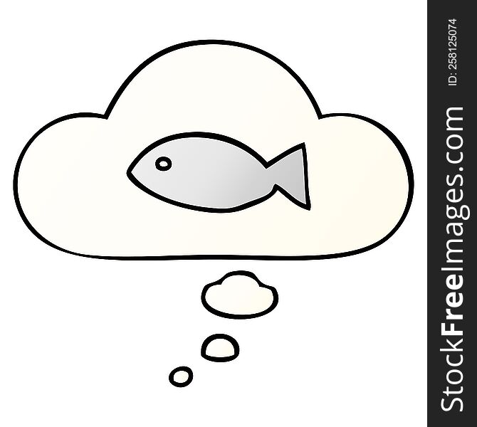 Cartoon Fish Symbol And Thought Bubble In Smooth Gradient Style