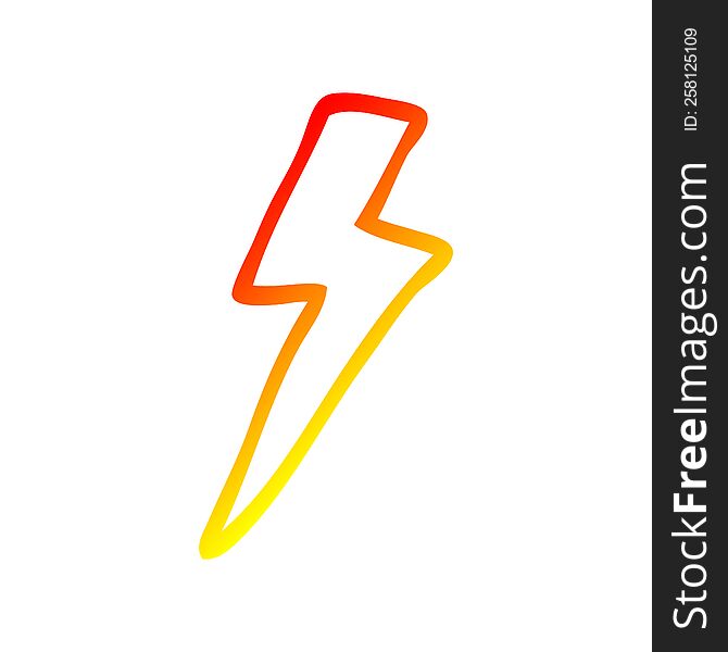 warm gradient line drawing of a cartoon lightning bolt