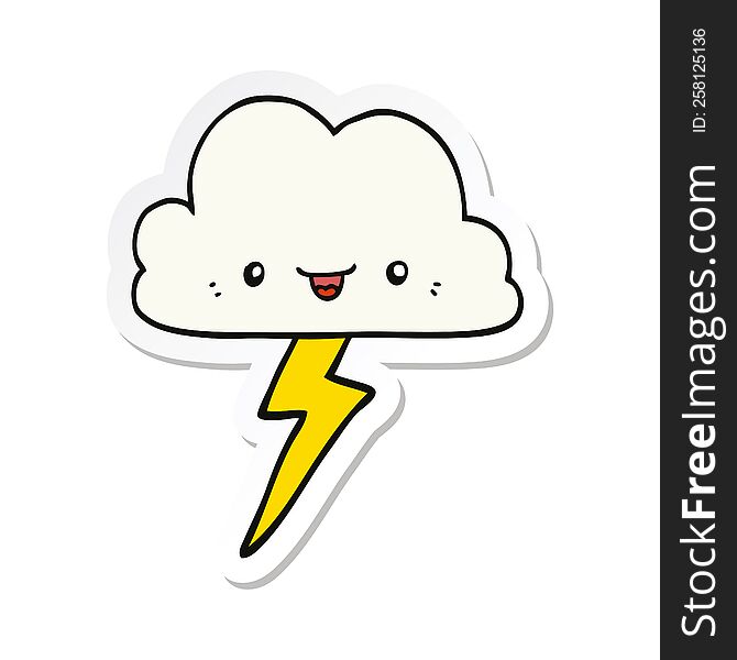 sticker of a cartoon storm cloud