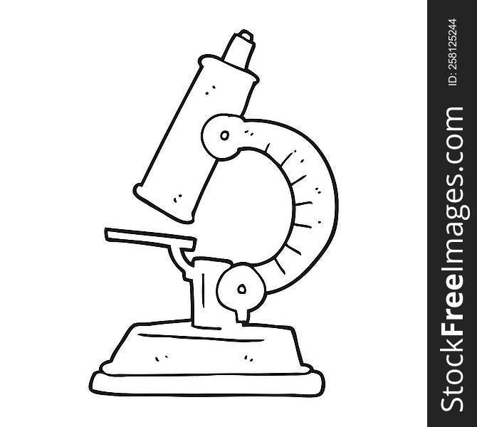 freehand drawn black and white cartoon microscope