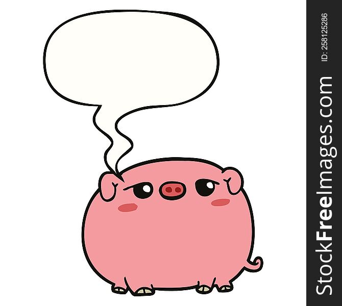 cute cartoon pig with speech bubble. cute cartoon pig with speech bubble