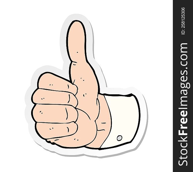 sticker of a cartoon thumbs up symbol