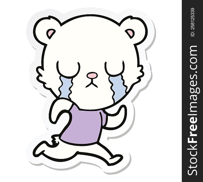 sticker of a crying polar bear cartoon