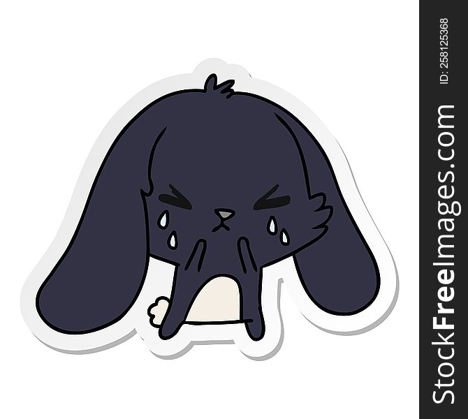 Sticker Cartoon Of Cute Kawaii Sad Bunny