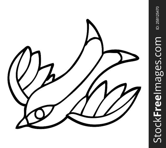 Line Drawing Cartoon Tattoo Swallow Symbol