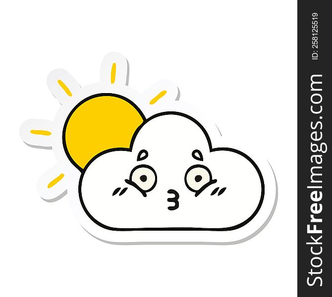 Sticker Of A Cute Cartoon Sunshine And Cloud