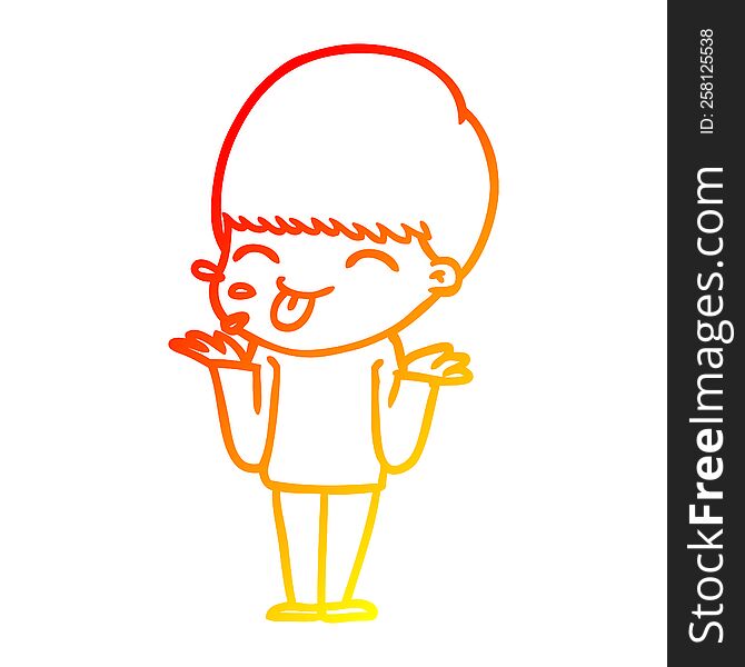 warm gradient line drawing of a cartoon boy sticking out tongue