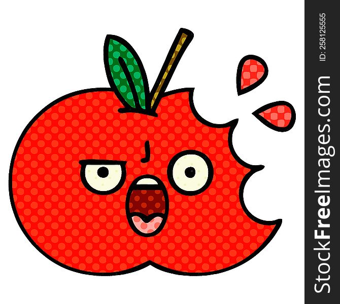 Comic Book Style Cartoon Red Apple