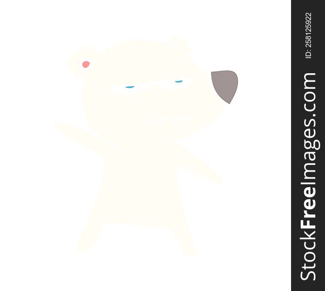 Angry Bear Polar Flat Color Style Cartoon Pointing