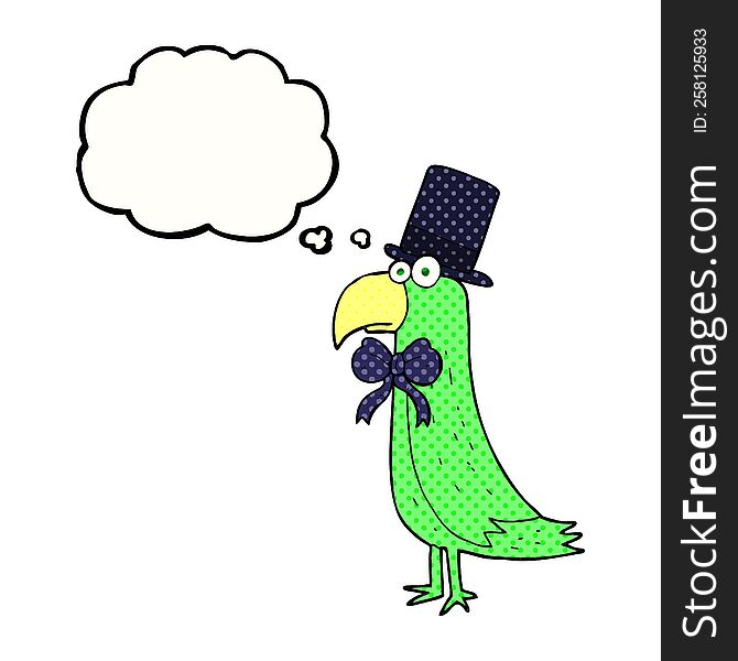 freehand drawn thought bubble cartoon posh parrot