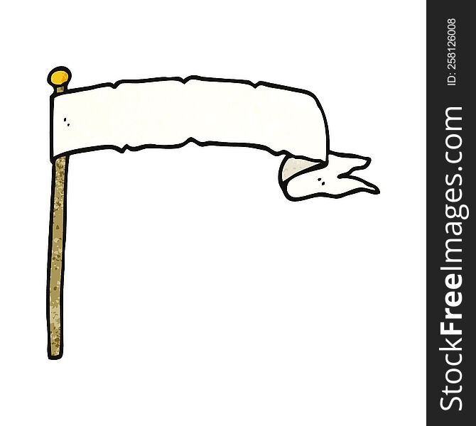 Cartoon Doodle Waving White Banner Flag
