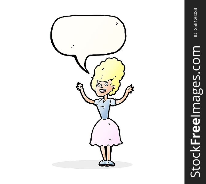 Cartoon Happy 1950 S Woman With Speech Bubble