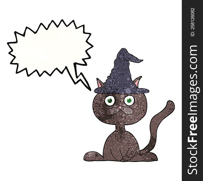 Speech Bubble Textured Cartoon Halloween Cat