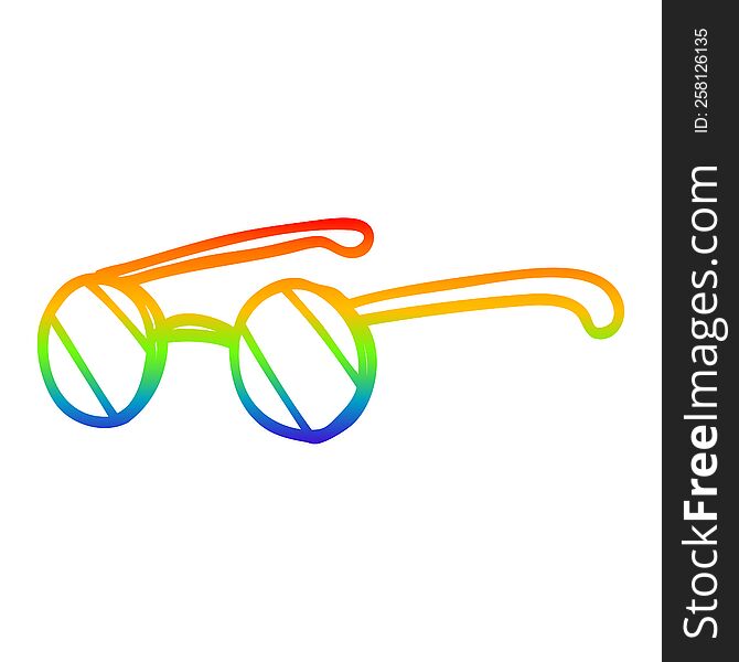 rainbow gradient line drawing of a cartoon round spectacles