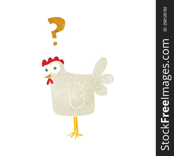 Retro Cartoon Confused Chicken