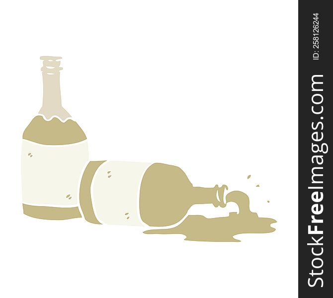 flat color style cartoon beer bottles with spilled beer