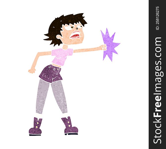 Cartoon Woman Punching