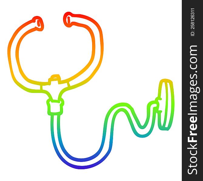 rainbow gradient line drawing of a cartoon stethoscope