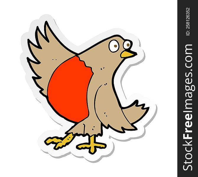 Sticker Of A Cartoon Dancing Robin