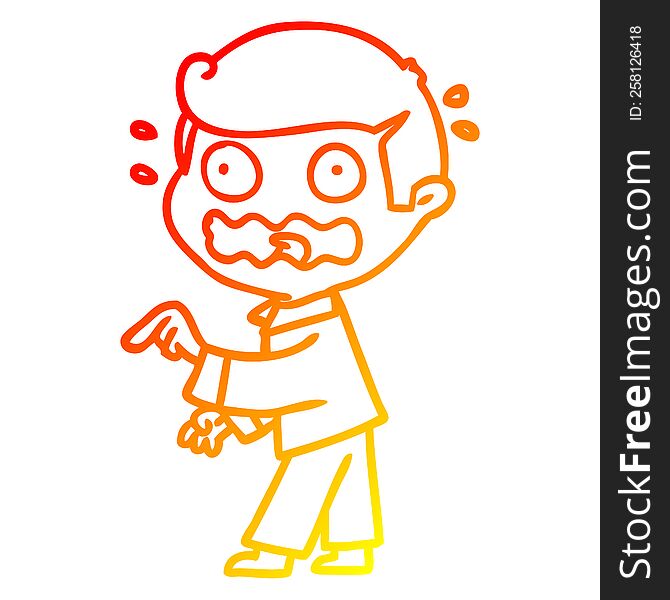 warm gradient line drawing of a cartoon stressed out pointing