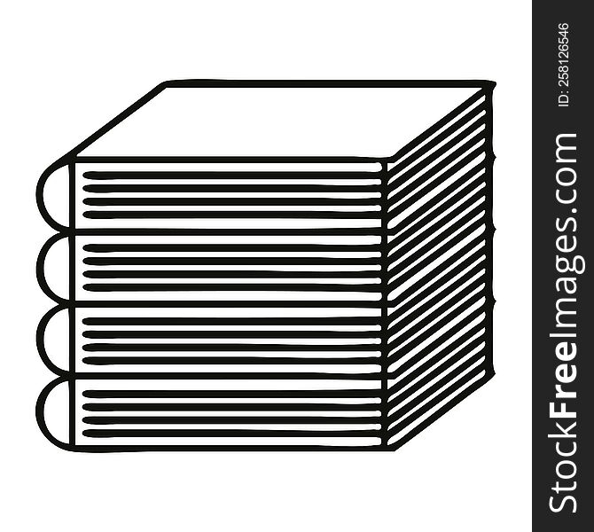 line drawing cartoon of a stack of books