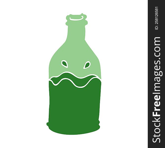 Cartoon Doodle Green Bottle