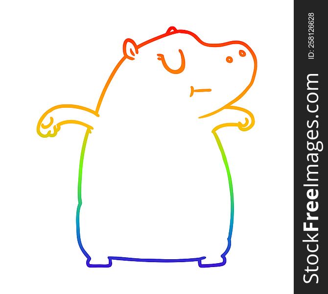 rainbow gradient line drawing of a cartoon hippo