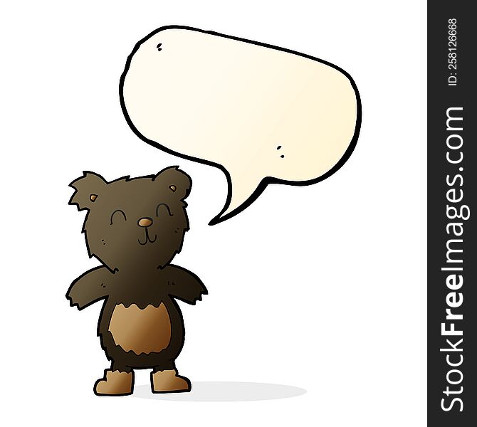 Cartoon Teddy Black Bear With Speech Bubble