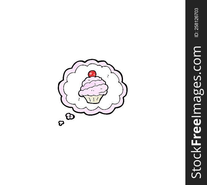 cartoon cupcake in thought bubble symbol