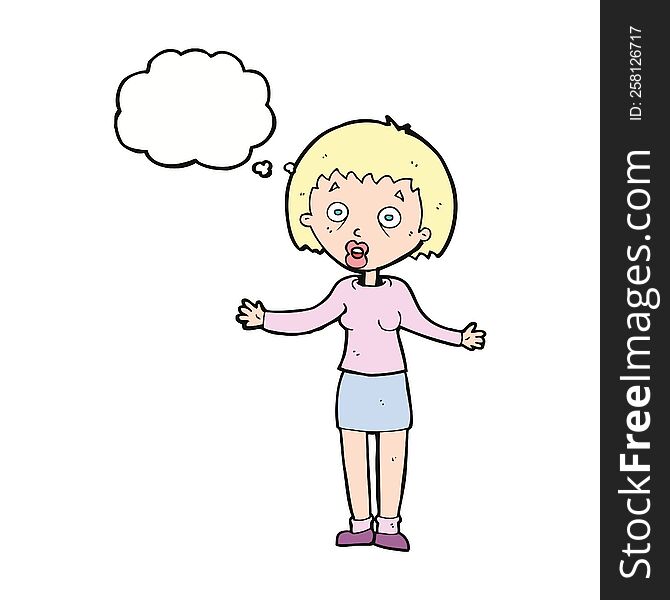 Cartoon Woman Making Excuses With Thought Bubble