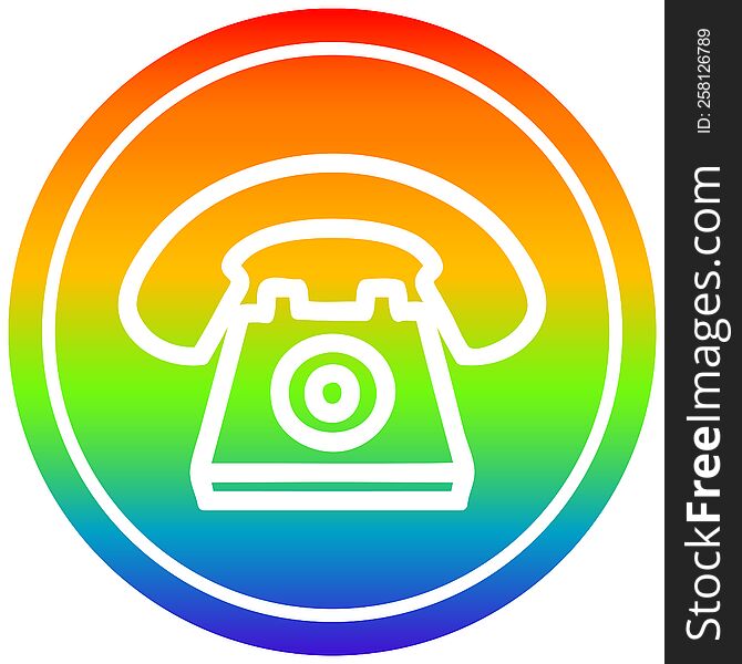 old telephone circular icon with rainbow gradient finish. old telephone circular icon with rainbow gradient finish