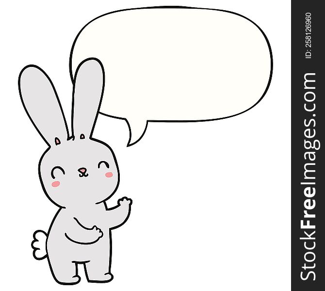 Cute Cartoon Rabbit And Speech Bubble