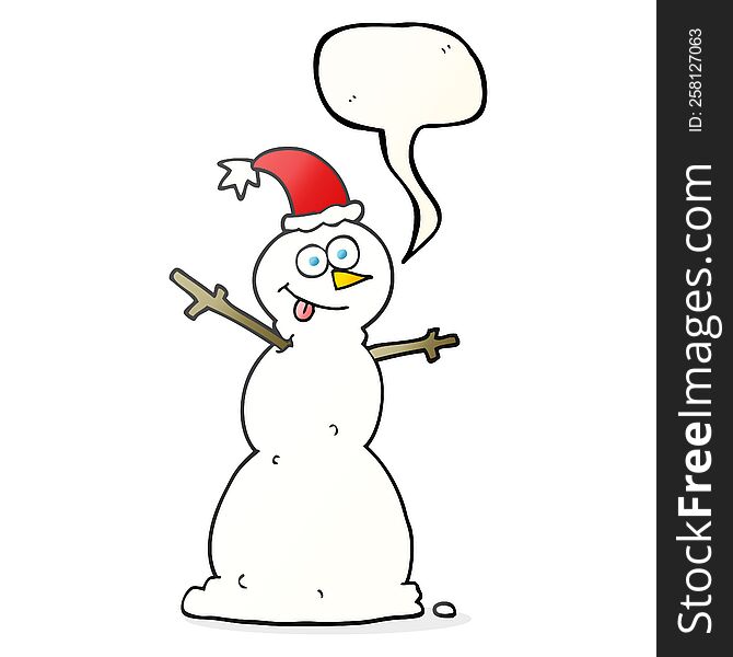 freehand drawn speech bubble cartoon snowman