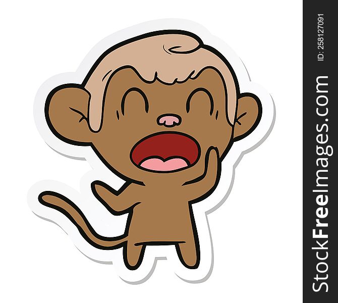 Sticker Of A Shouting Cartoon Monkey