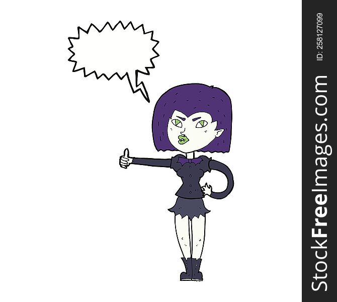 Cartoon Vampire Girl Giving Thumbs Up With Speech Bubble