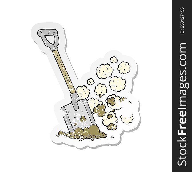retro distressed sticker of a cartoon shovel in dirt
