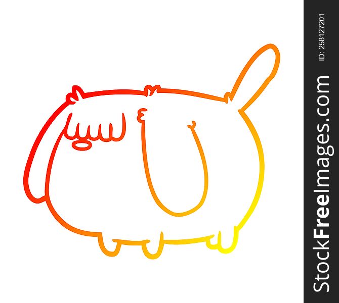 Warm Gradient Line Drawing Cute Funny Dog